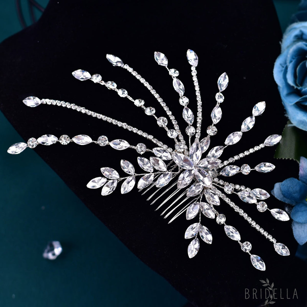 BHP557-S silver rhinestone hair comb
