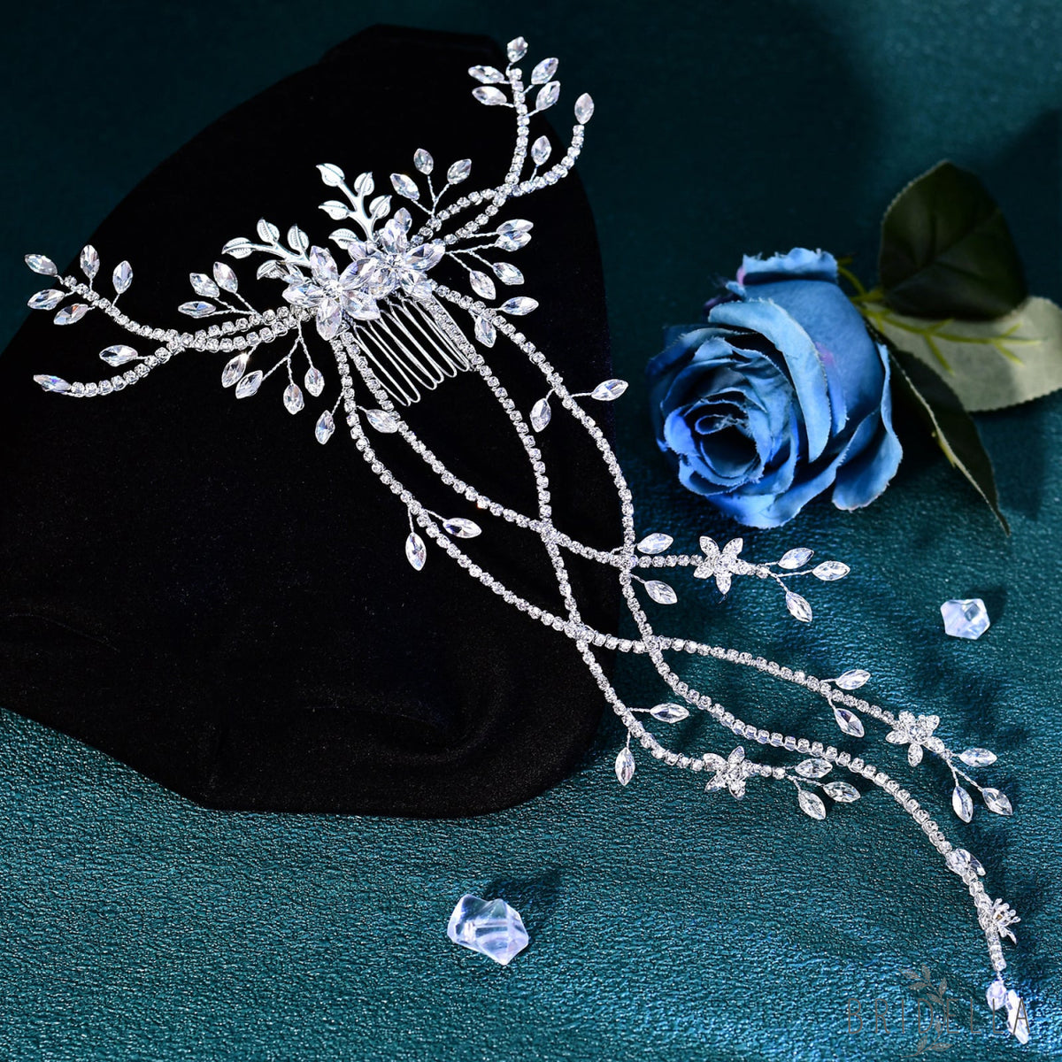 BHP873-S silver rhinestone hair comb