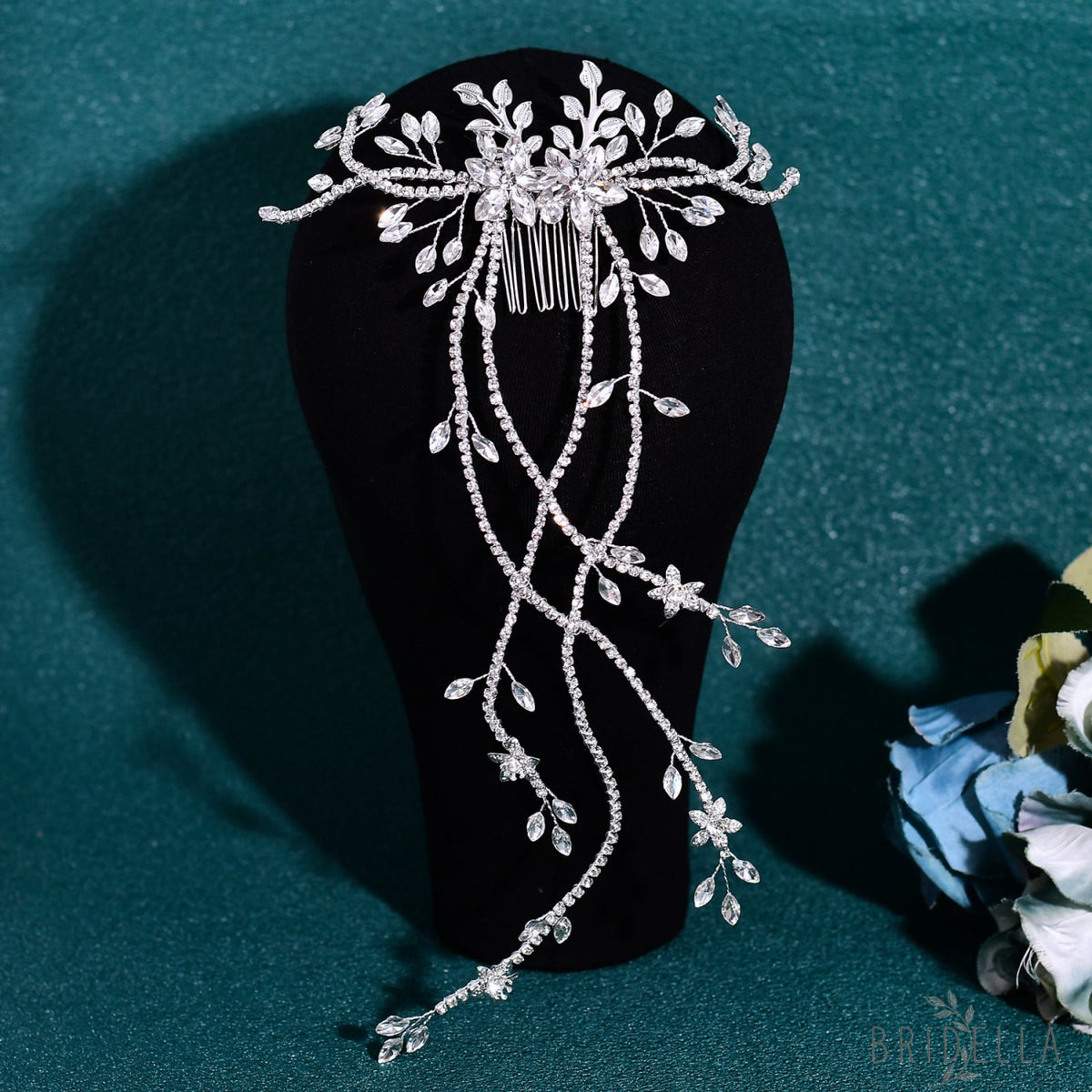 BHP873-S silver rhinestone hair comb