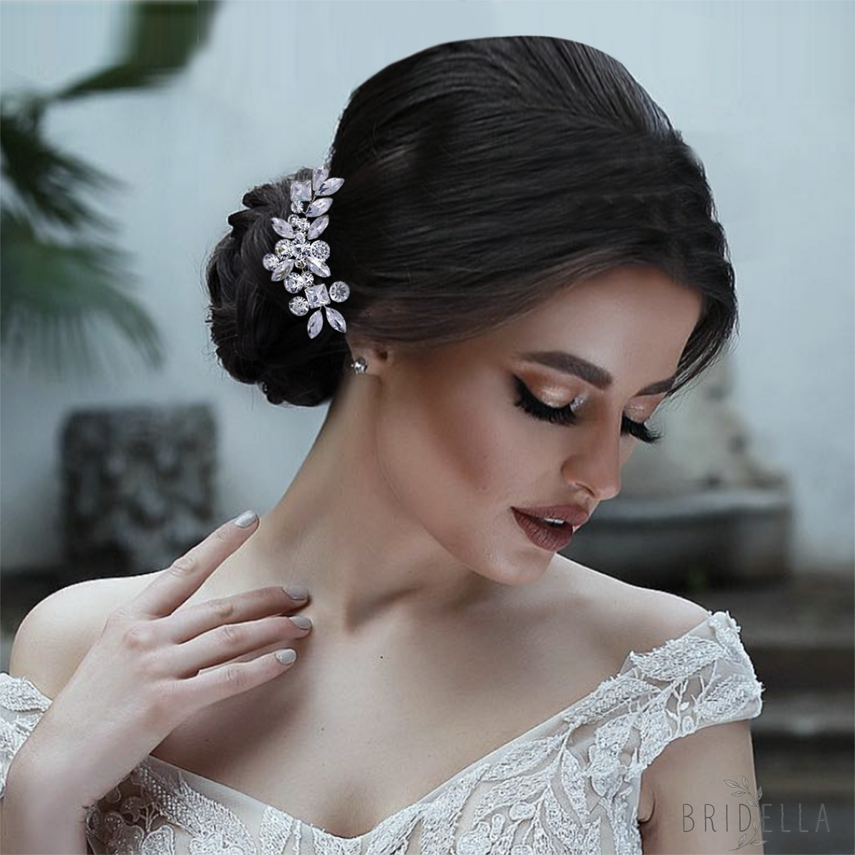 BHP88-S silver rhinestone hair comb