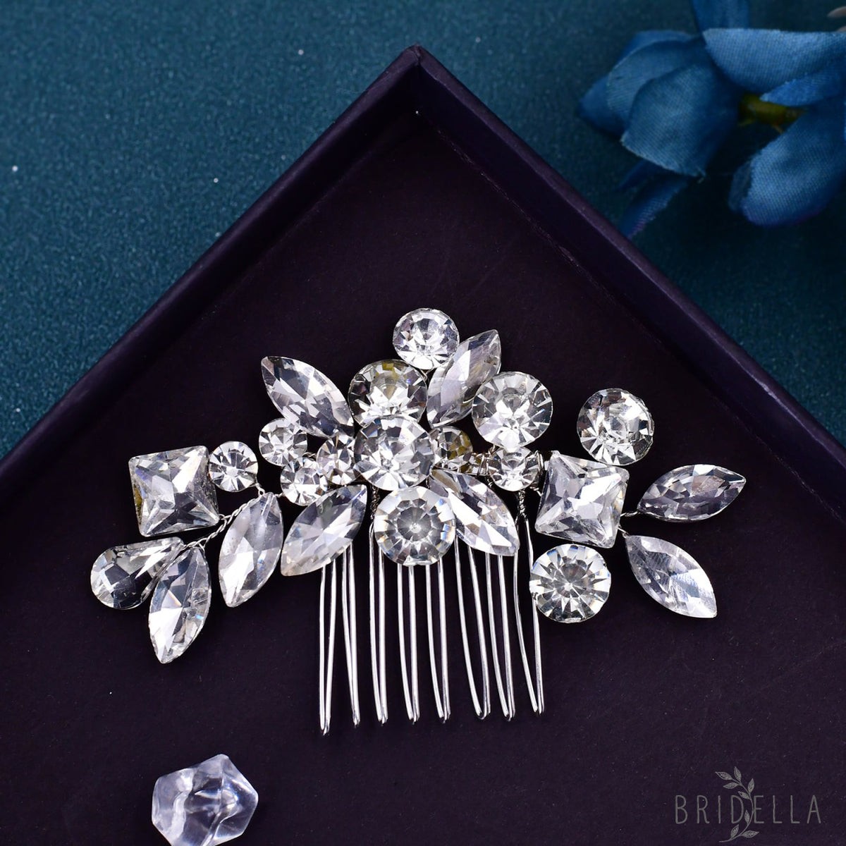 BHP88-S silver rhinestone hair comb