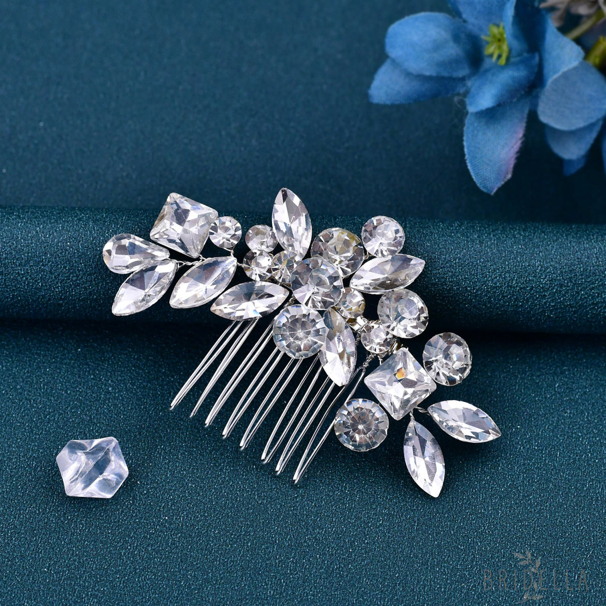 BHP88-S silver rhinestone hair comb