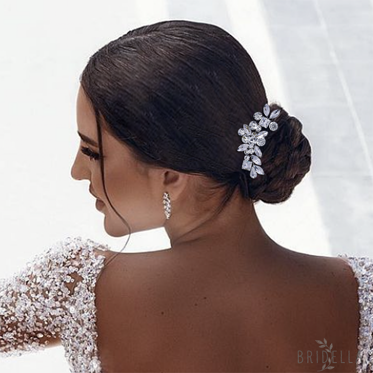 BHP88-S silver rhinestone hair comb