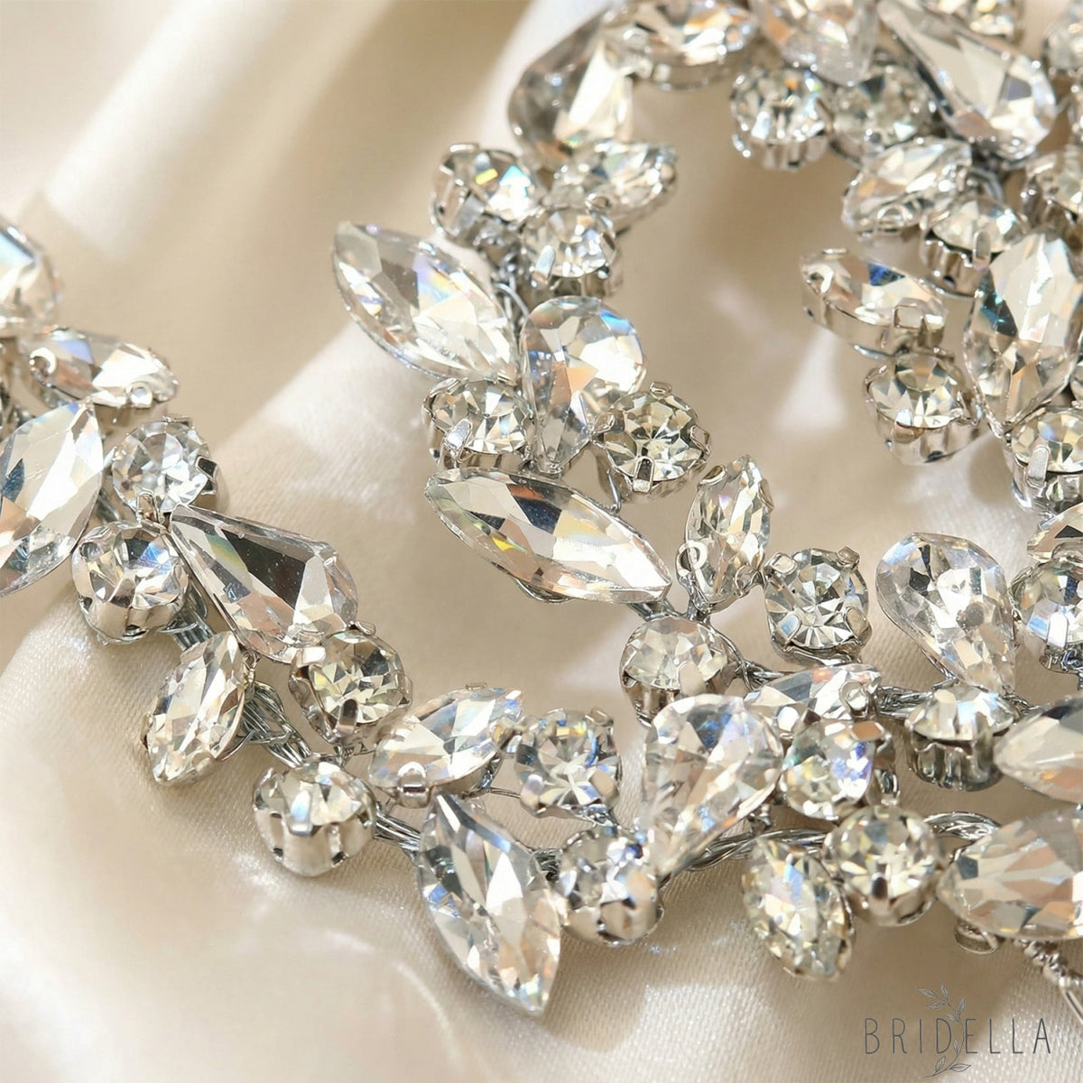 Silver Rhinestone Bridal Hair Comb Headpiece - Bridella BHP489-S - Silvery - HEADWEAR