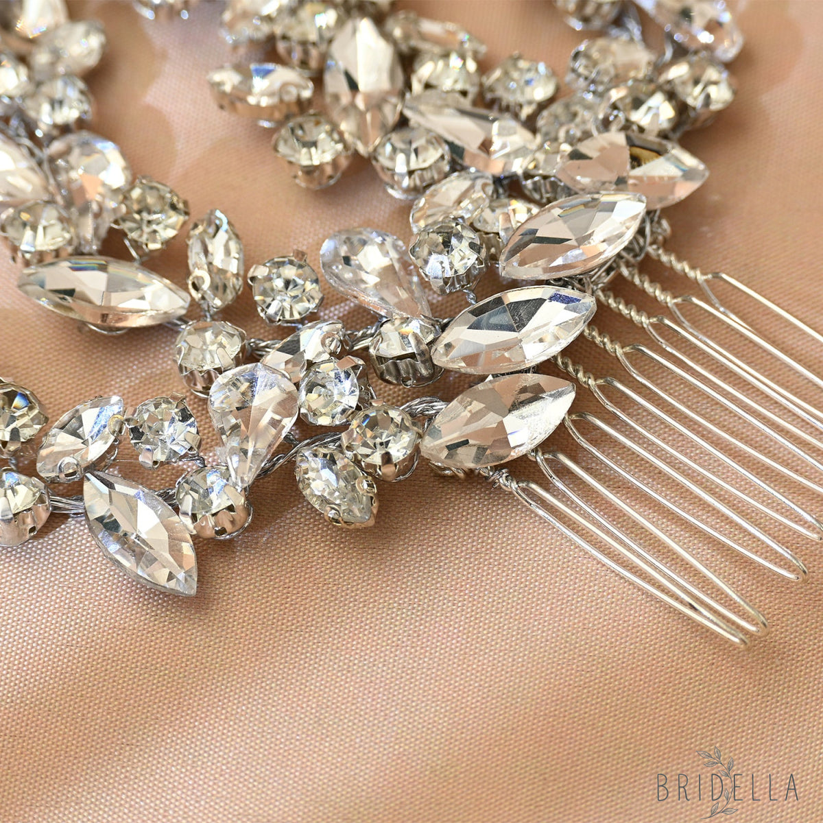 Silver Rhinestone Bridal Hair Comb Headpiece - Bridella BHP489-S - Silvery - HEADWEAR
