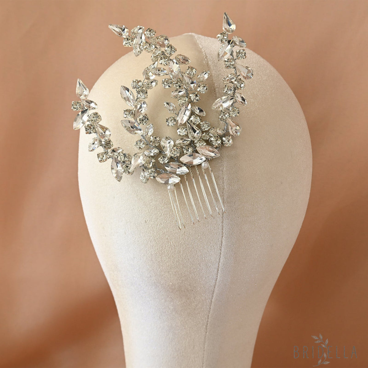 Silver Rhinestone Bridal Hair Comb Headpiece - Bridella BHP489-S - Silvery - HEADWEAR