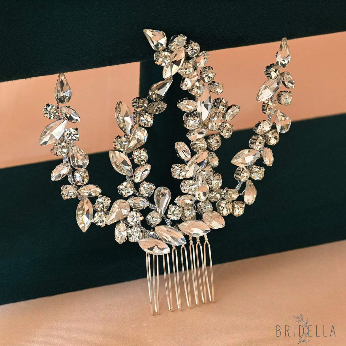 Silver Rhinestone Bridal Hair Comb Headpiece - Bridella BHP489-S - Silvery - HEADWEAR