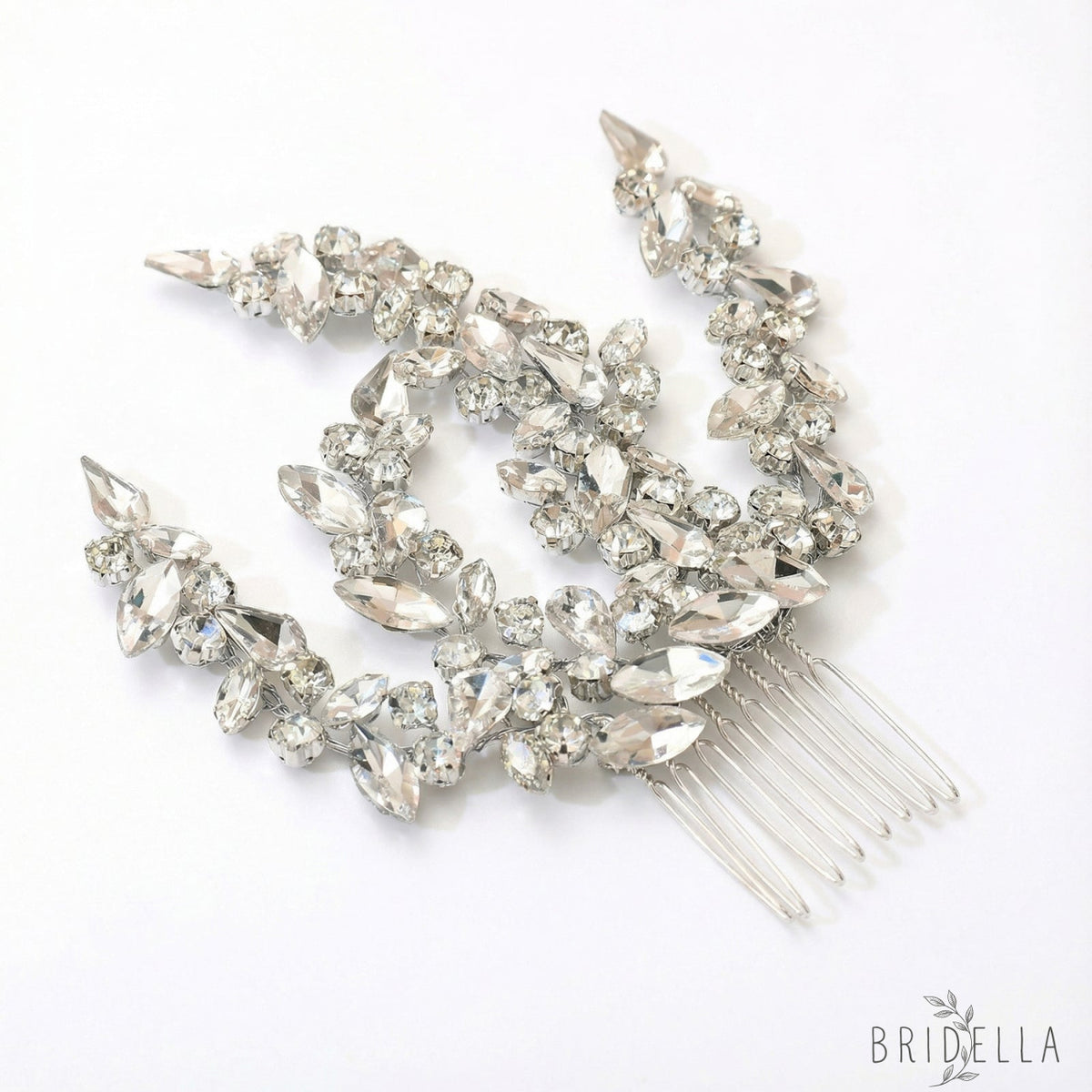 Silver Rhinestone Bridal Hair Comb Headpiece - Bridella BHP489-S - Silvery - HEADWEAR