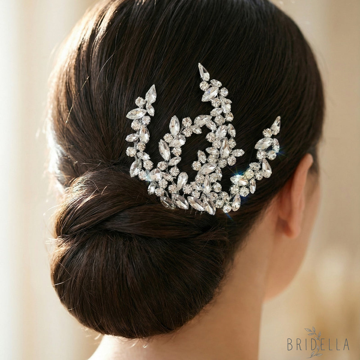 Silver Rhinestone Bridal Hair Comb Headpiece - Bridella BHP489-S - Silvery - HEADWEAR