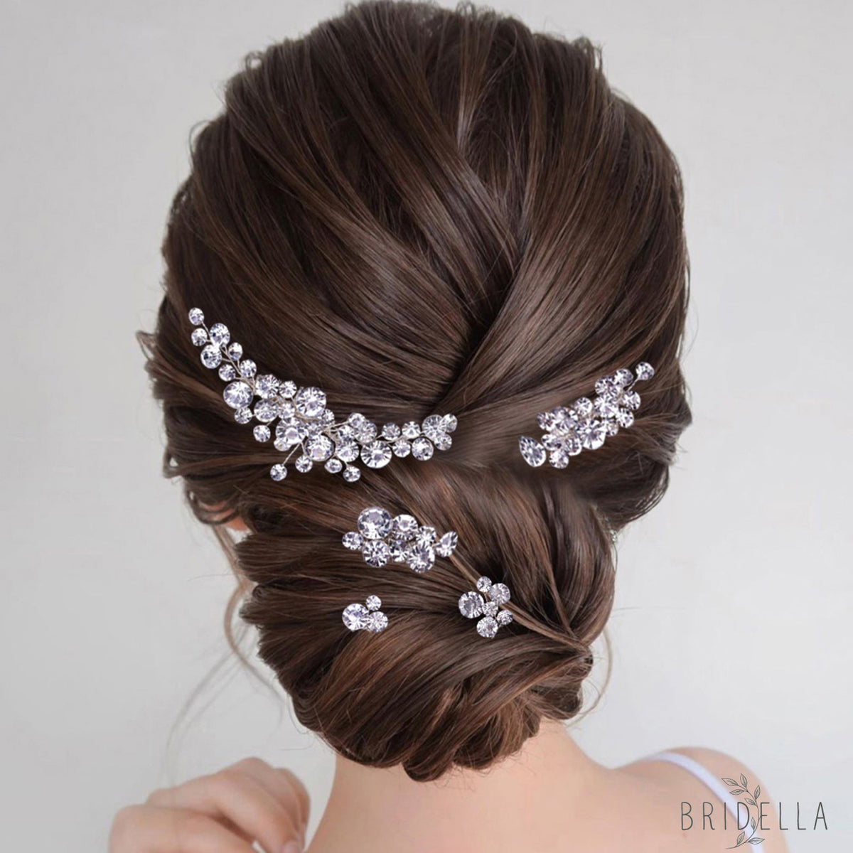 BHP387-5 pcs set silver rhinestone hair comb