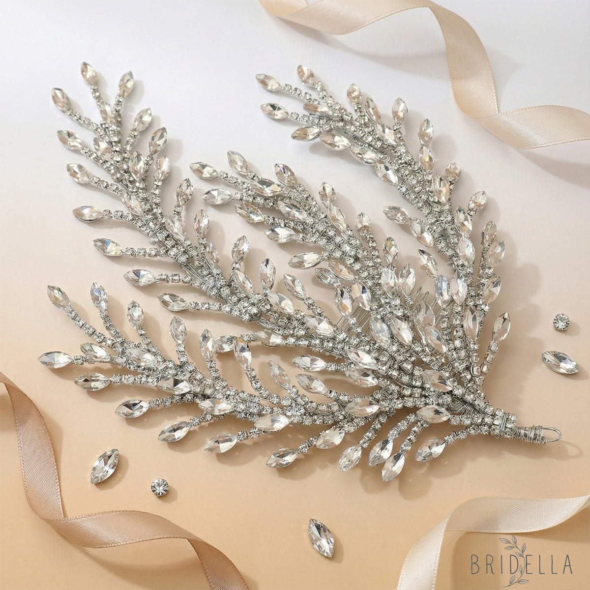 Silver Rhinestone Bridal Hair Comb Wedding - Bridella BHP498-S - Silvery - HEADWEAR