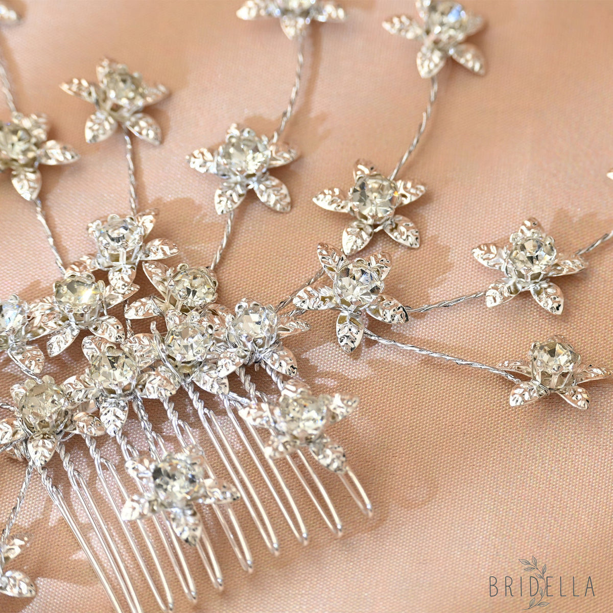 Silver Rhinestone Bridal Hair Comb Wedding - Bridella BHP502-S - Silvery - HEADWEAR