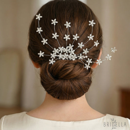 Silver Rhinestone Bridal Hair Comb Wedding - Bridella BHP502-S - Silvery - HEADWEAR