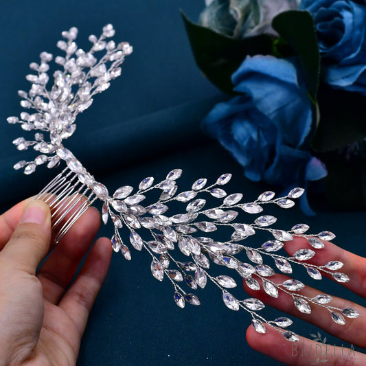 BHP276-S silver rhinestone hair comb