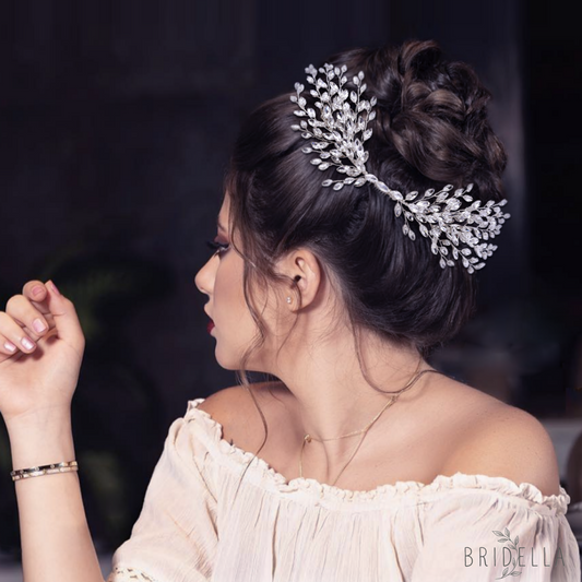BHP276-S silver rhinestone hair comb