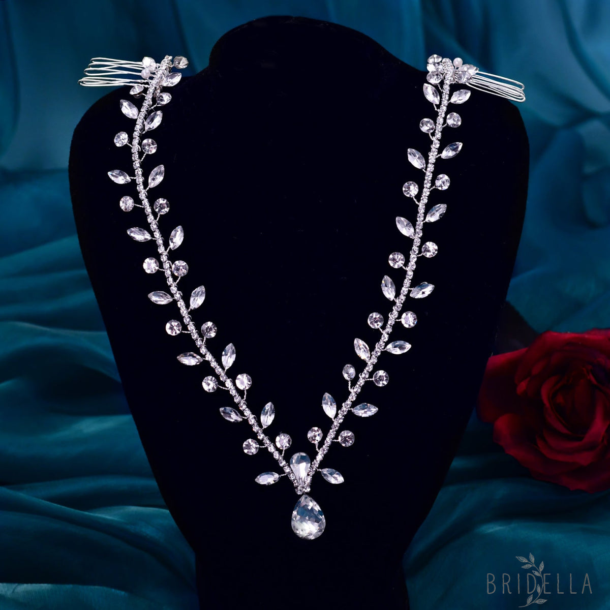 BHP465-S silver rhinestone hair comb