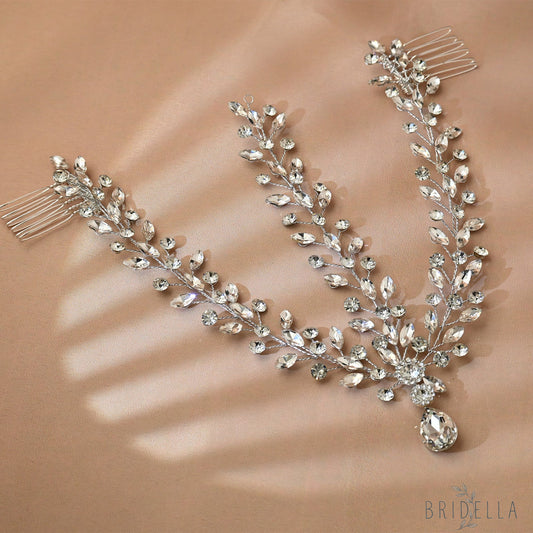 Silver Rhinestone Bridal Hair Comb Wedding Headpiece - Bridella BHP541-S - Silvery - HEADWEAR