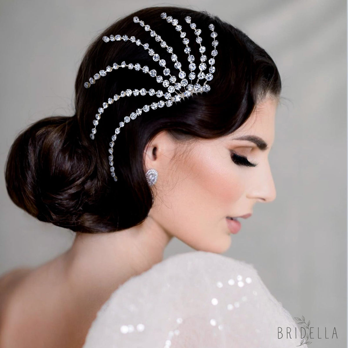 BHP563-S silver rhinestone hair comb