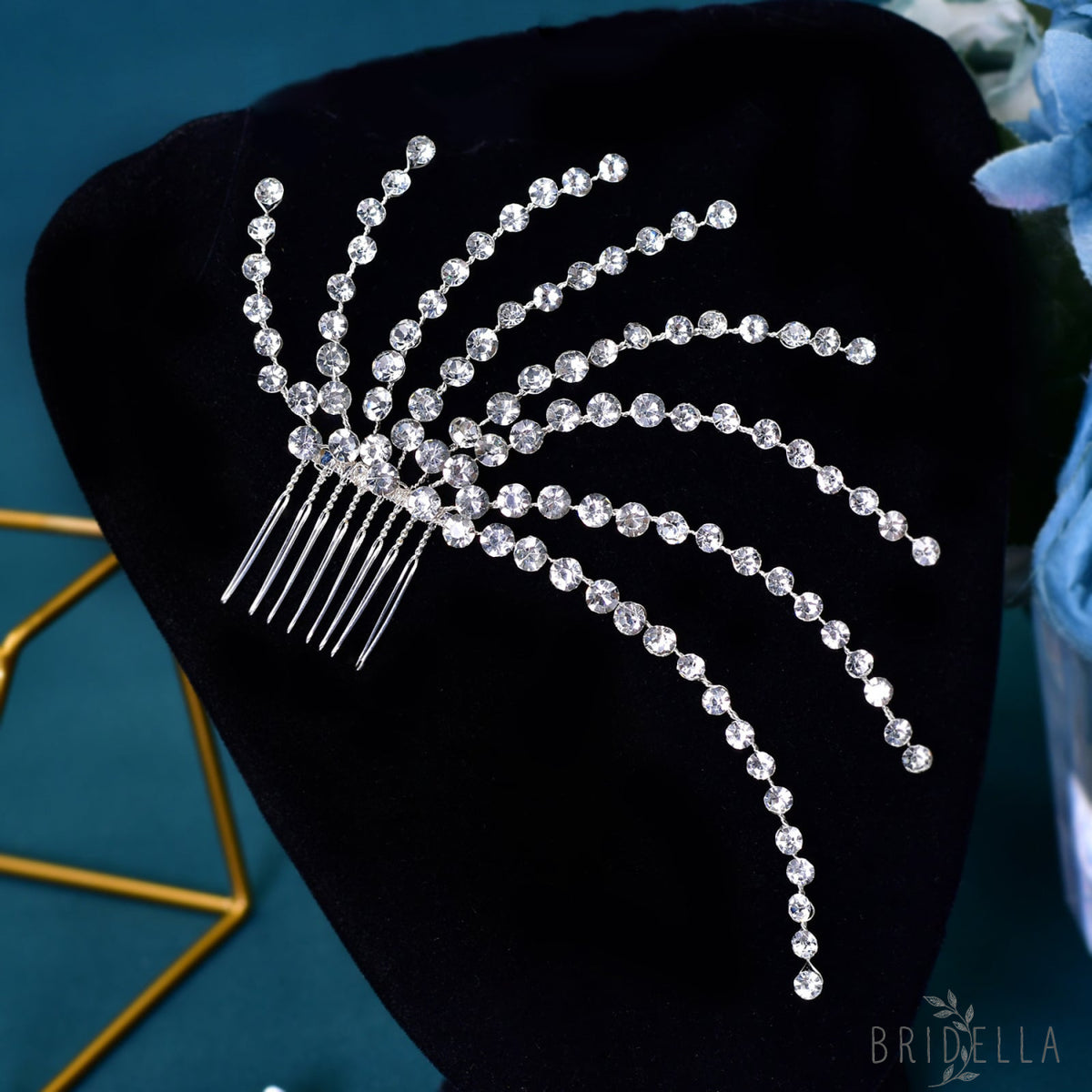 BHP563-S silver rhinestone hair comb