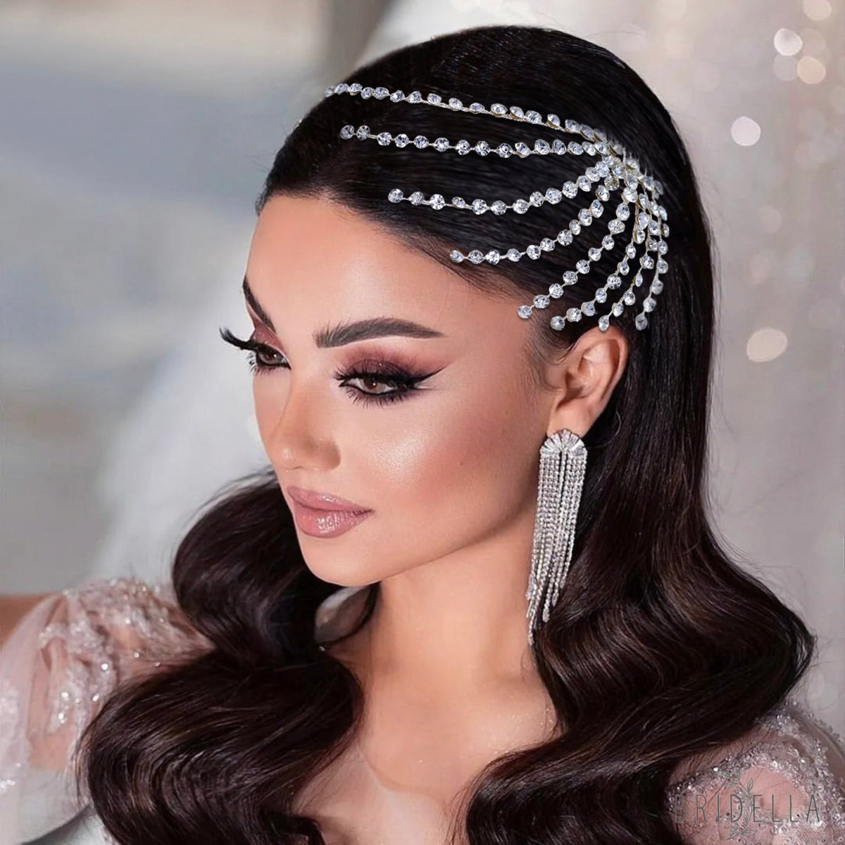 BHP563-S silver rhinestone hair comb