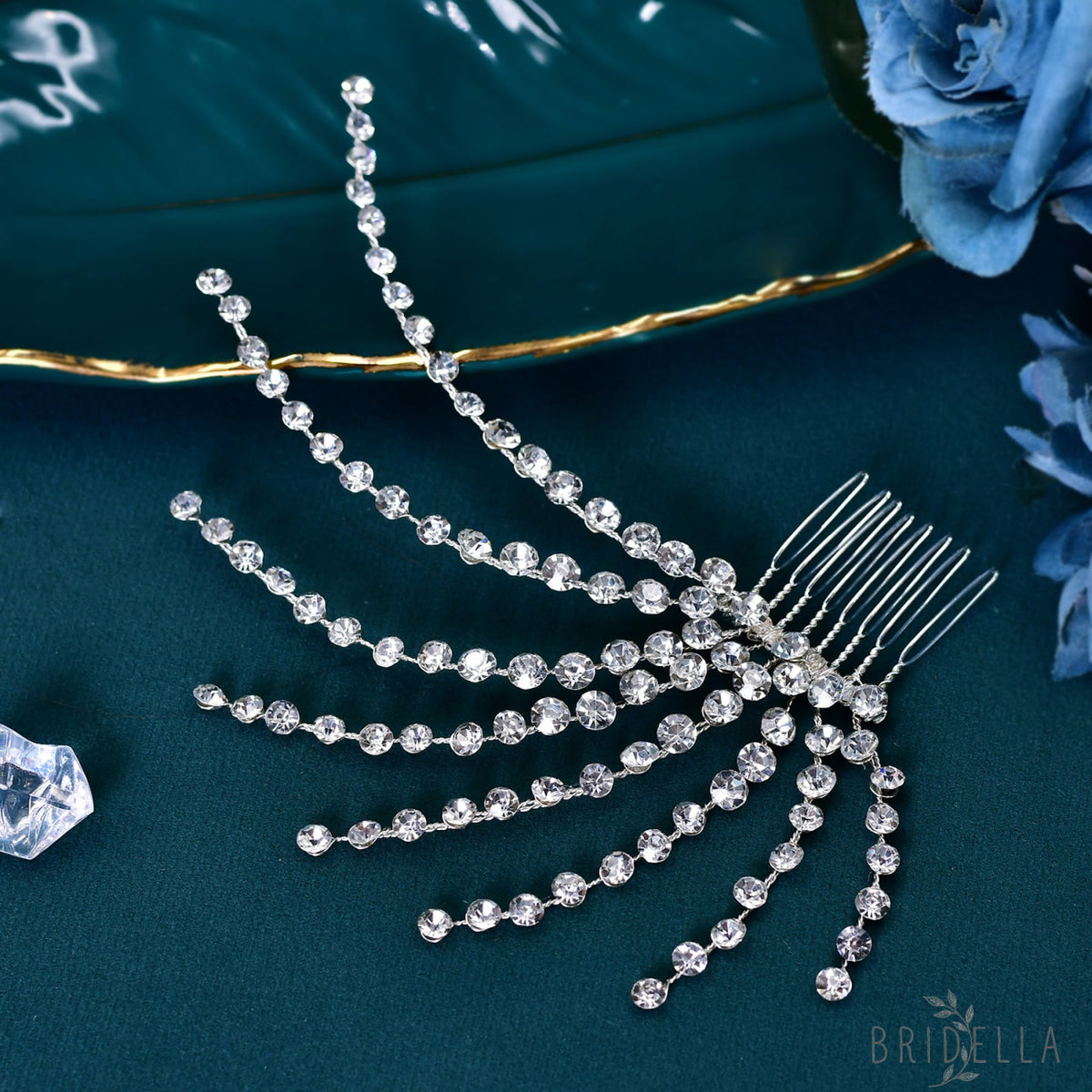 BHP563-S silver rhinestone hair comb