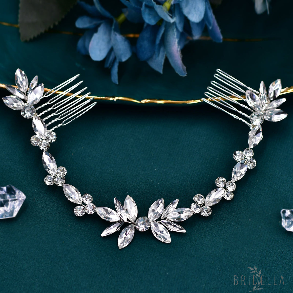 BHP564-S silver rhinestone hair comb