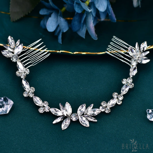 BHP564-S silver rhinestone hair comb
