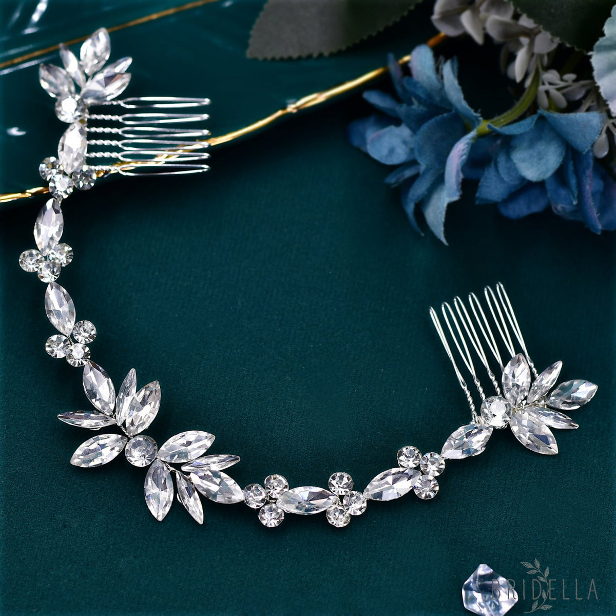 BHP564-S silver rhinestone hair comb