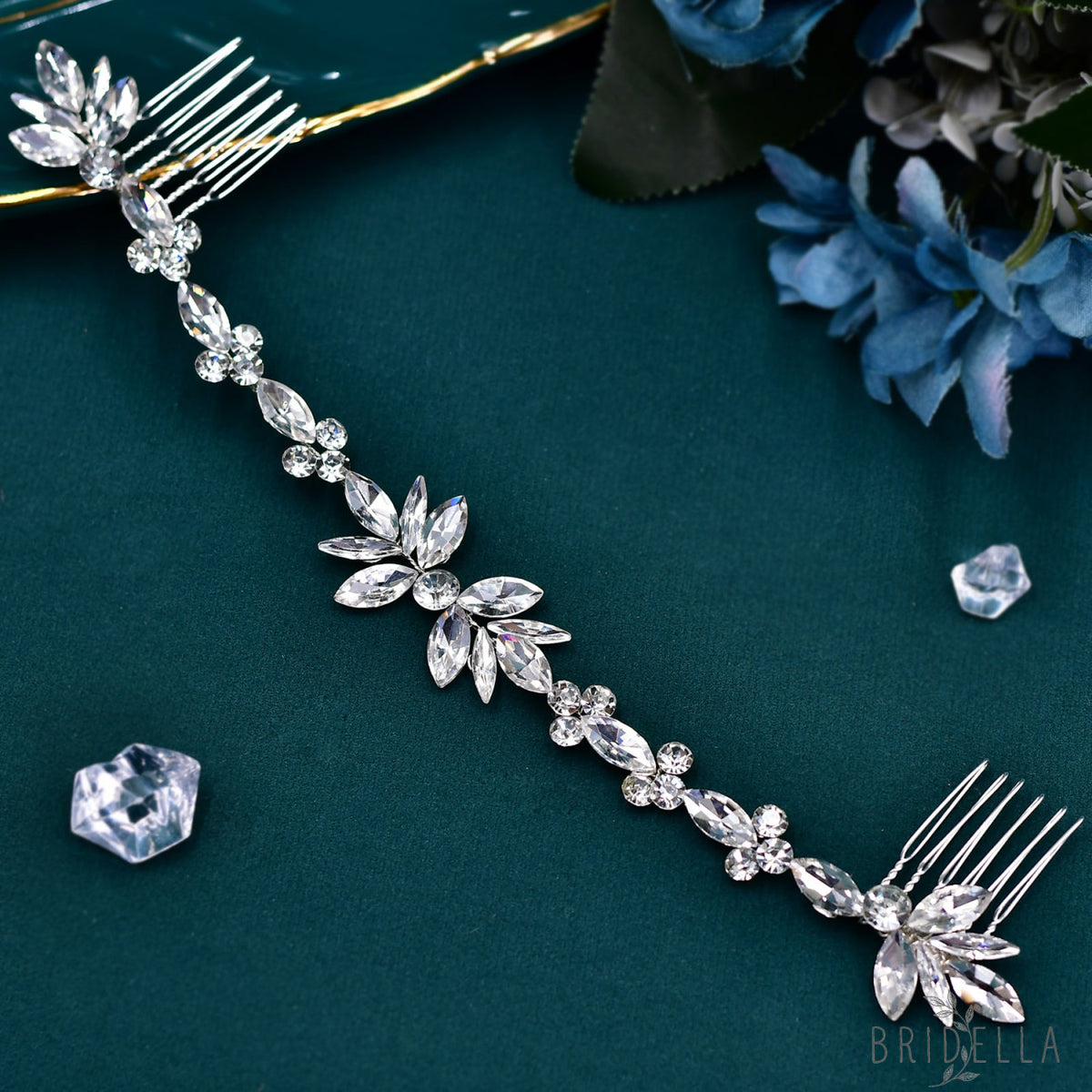 BHP564-S silver rhinestone hair comb