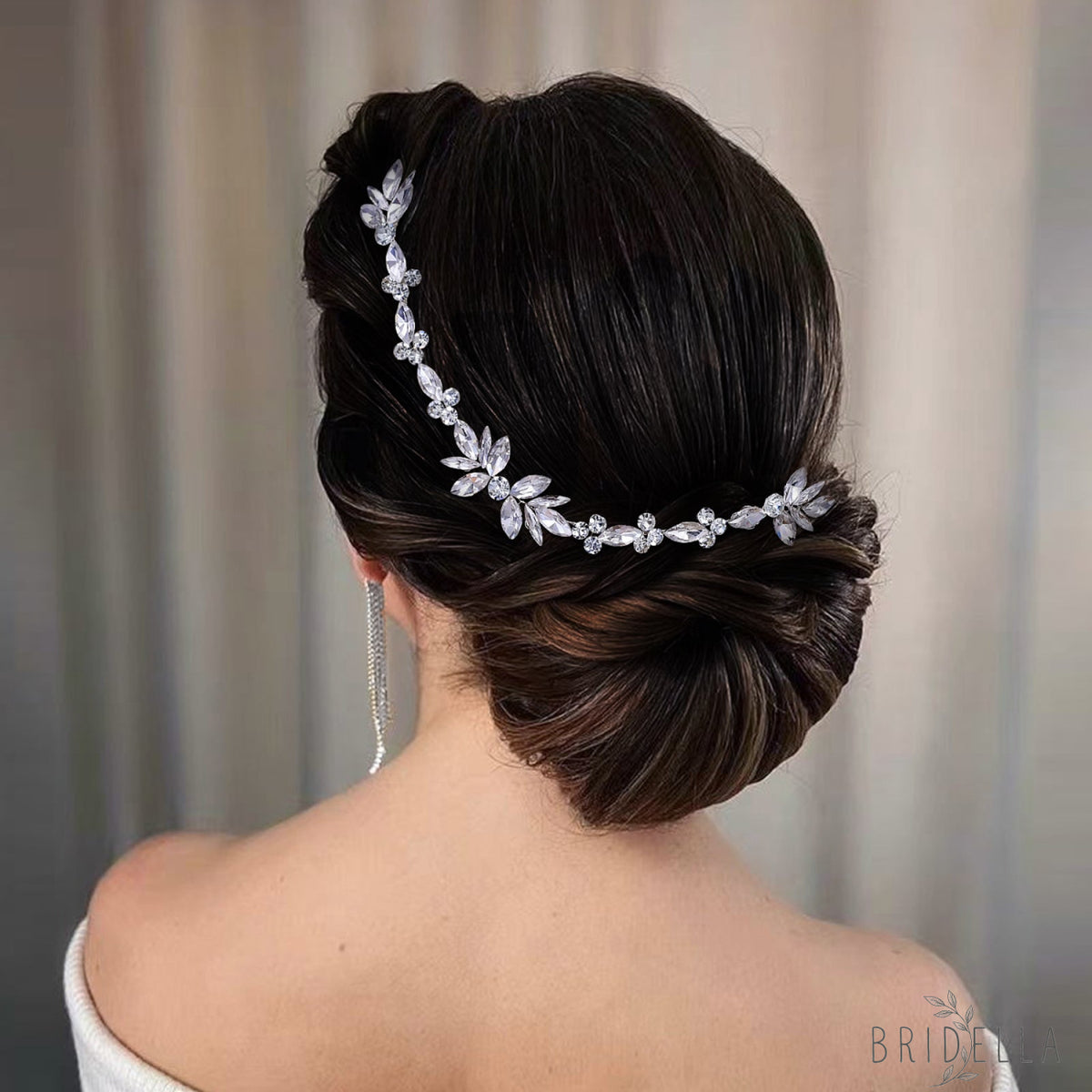 BHP564-S silver rhinestone hair comb