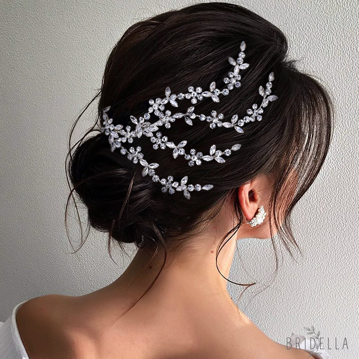 BHP568-S silver rhinestone hair comb