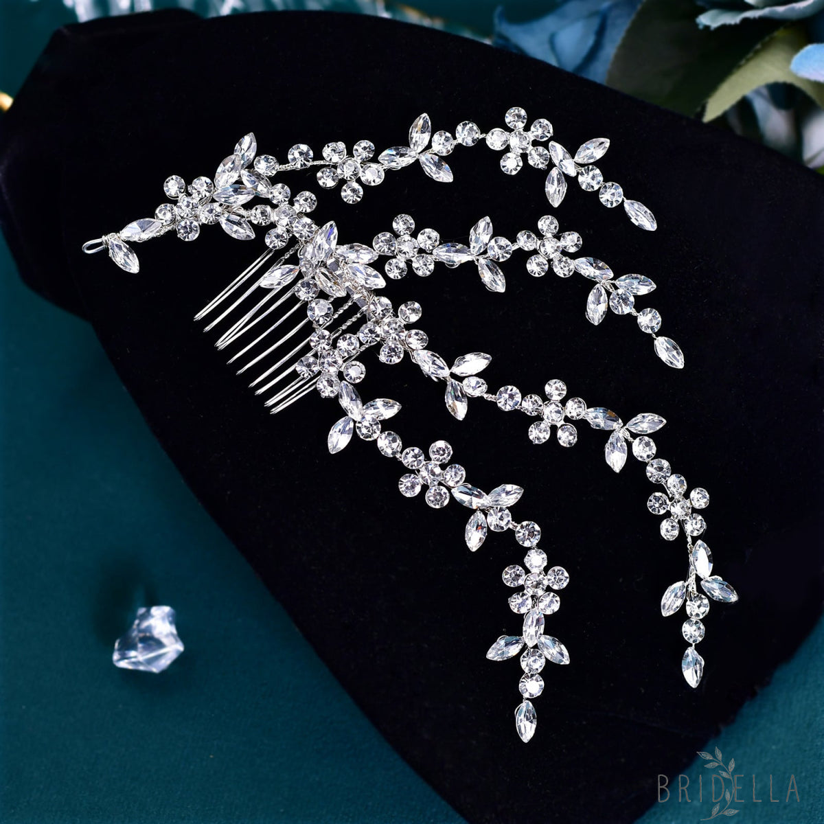 BHP568-S silver rhinestone hair comb