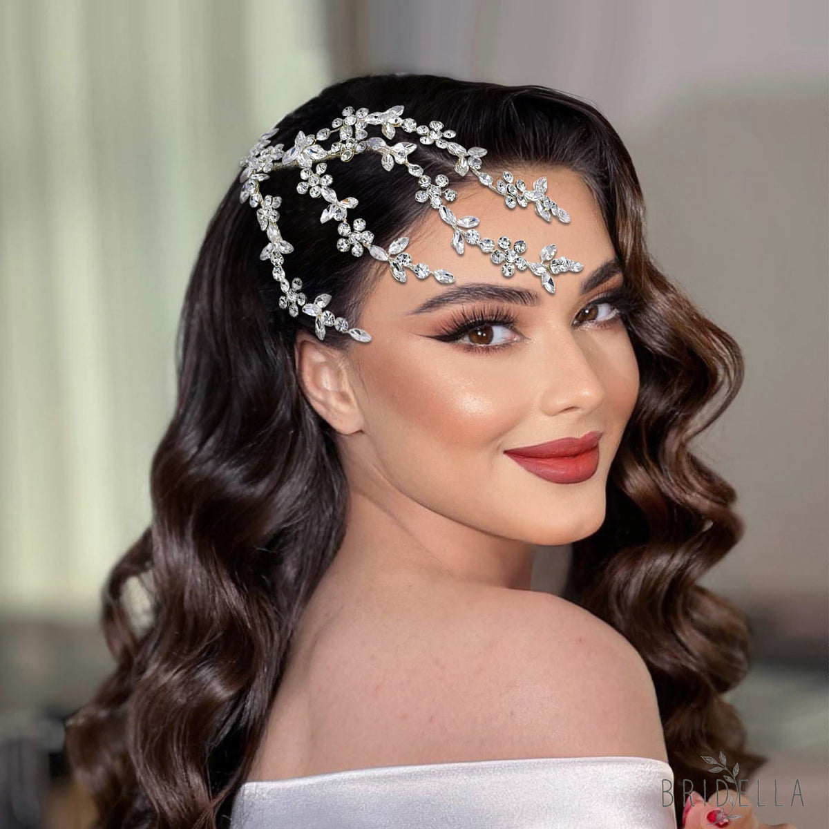 BHP568-S silver rhinestone hair comb