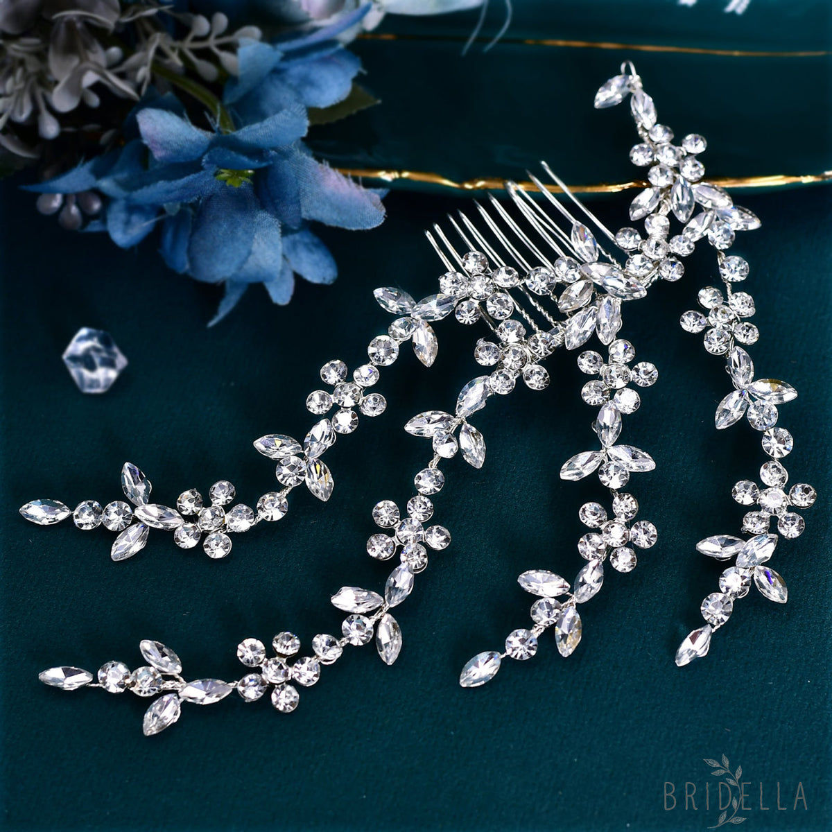 BHP568-S silver rhinestone hair comb