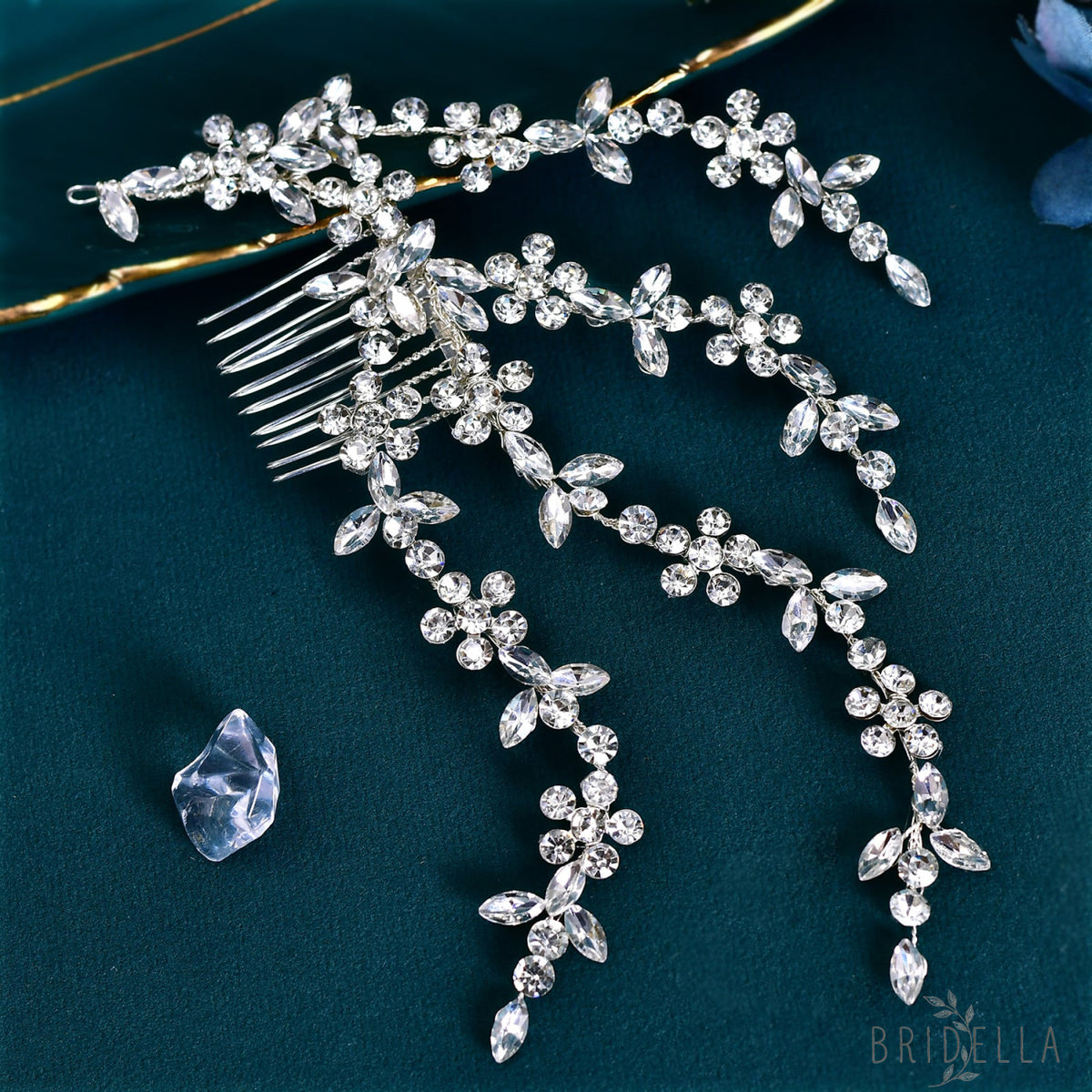 BHP568-S silver rhinestone hair comb
