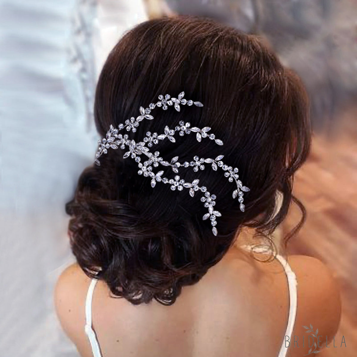 BHP568-S silver rhinestone hair comb