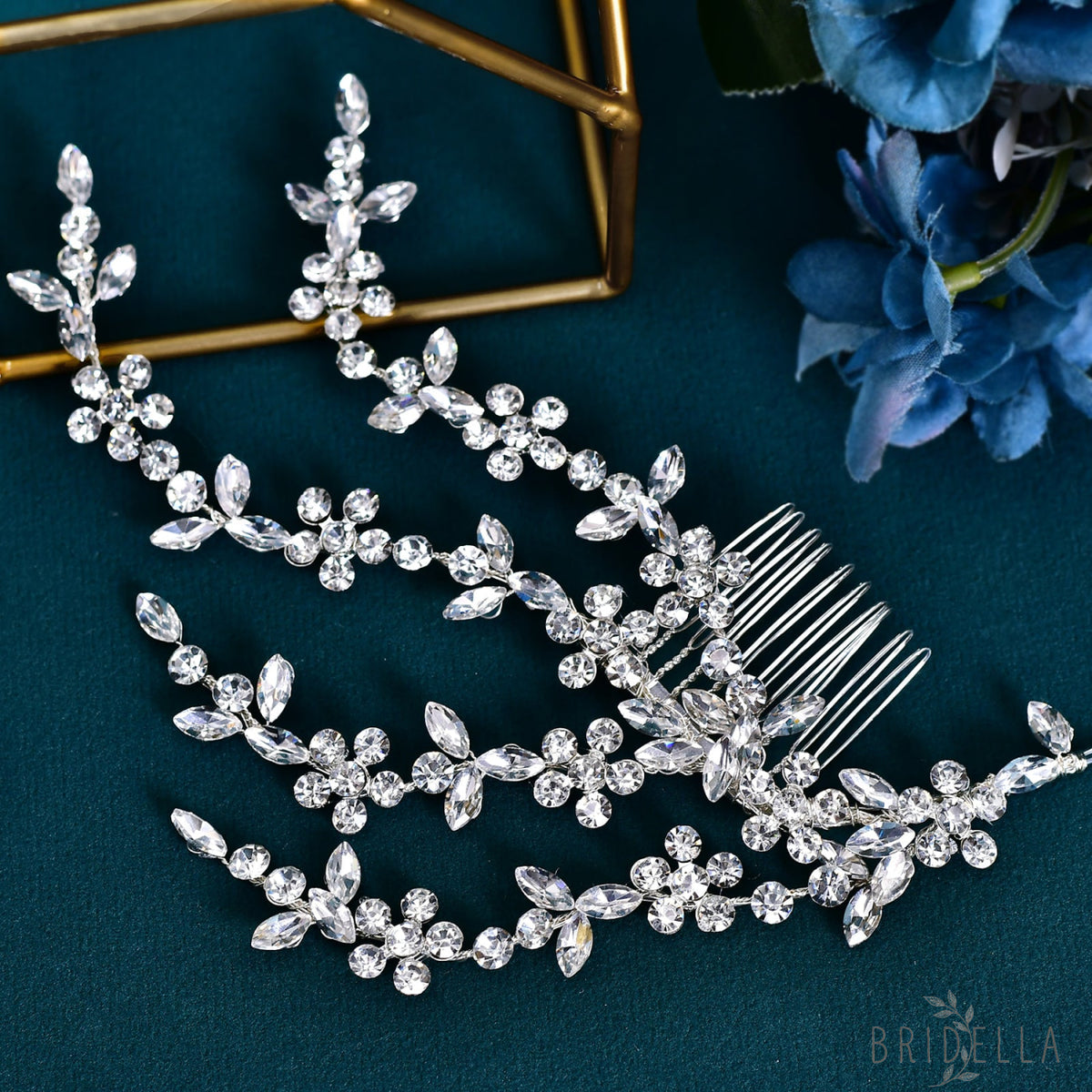 BHP568-S silver rhinestone hair comb