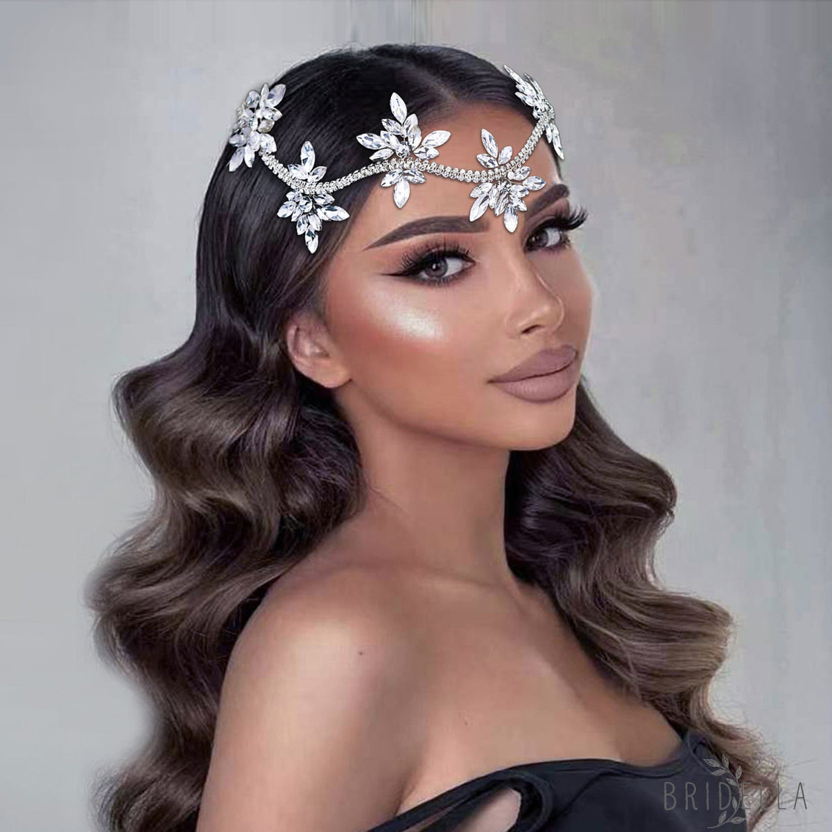 BHP618-S silver rhinestone hair comb