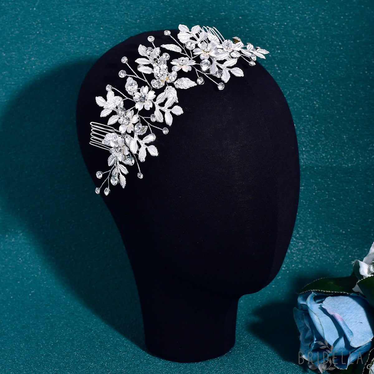 BHP843-S silver rhinestone hair comb