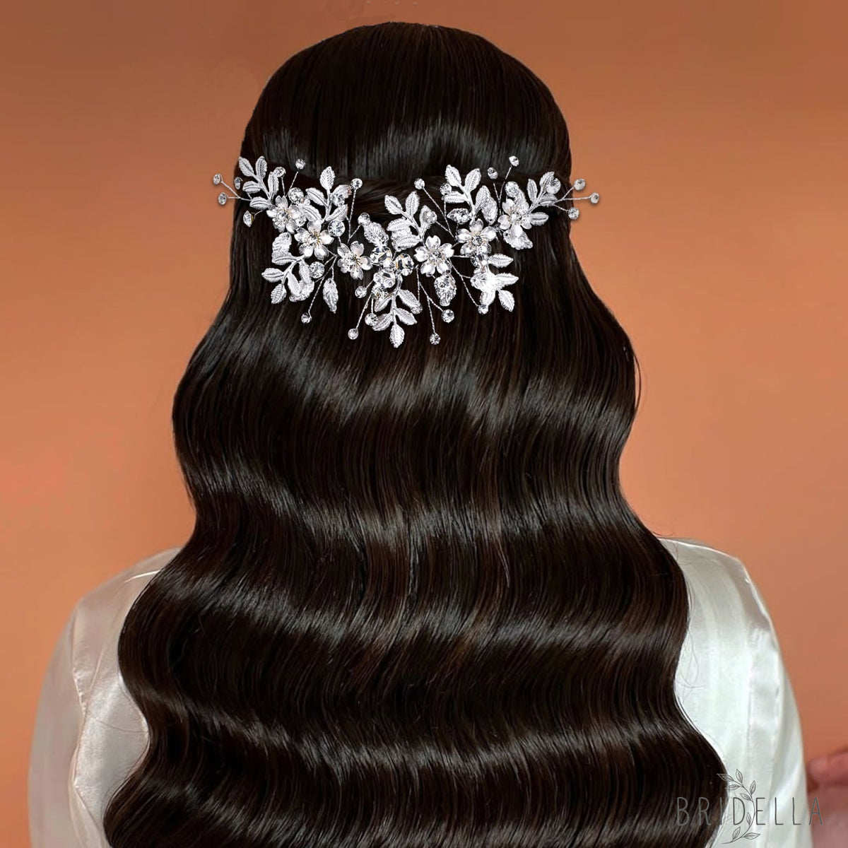 BHP843-S silver rhinestone hair comb