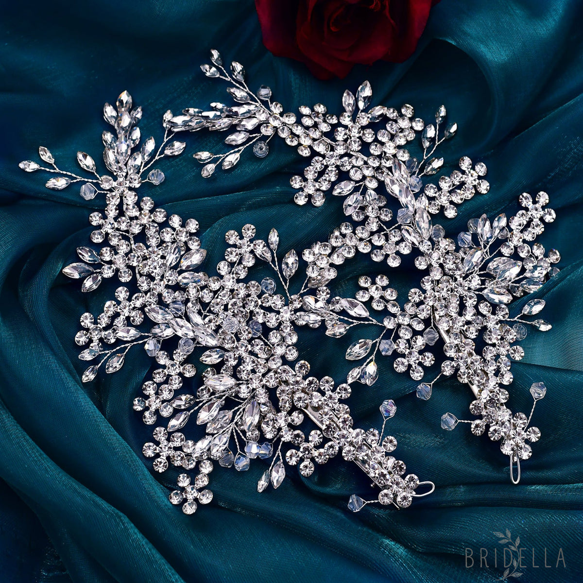 Silvery-Left 1 piece silver rhinestone headwear