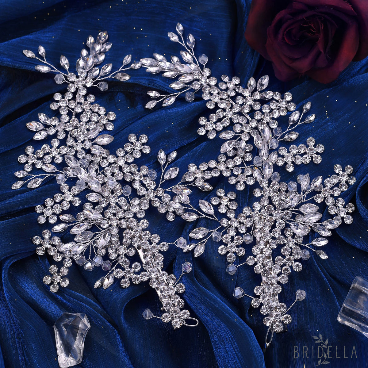 Silvery-Left 1 piece silver rhinestone headwear