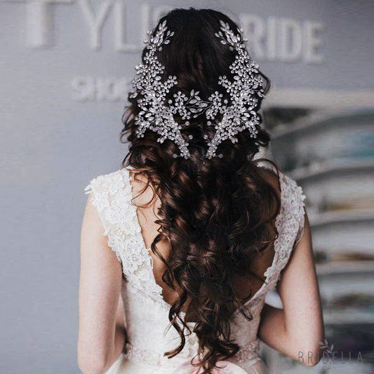 Silvery-Left 1 piece silver rhinestone headwear