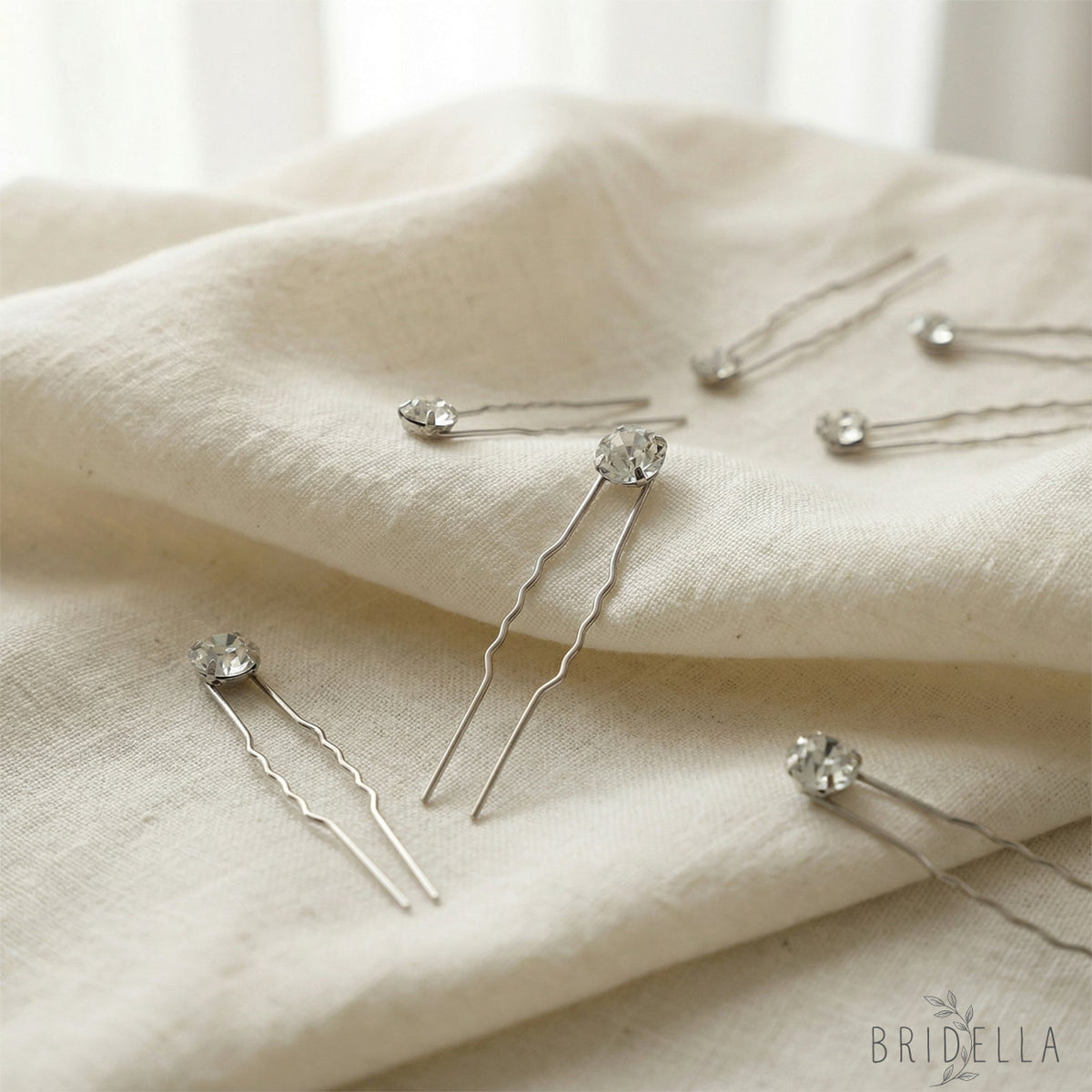 Silver Rhinestone Bridal Hair Pins Set - Bridella BHP535-S - Silvery - HEADWEAR
