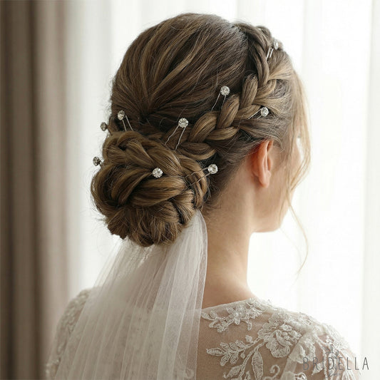 Silver Rhinestone Bridal Hair Pins Set - Bridella BHP535-S - Silvery - HEADWEAR