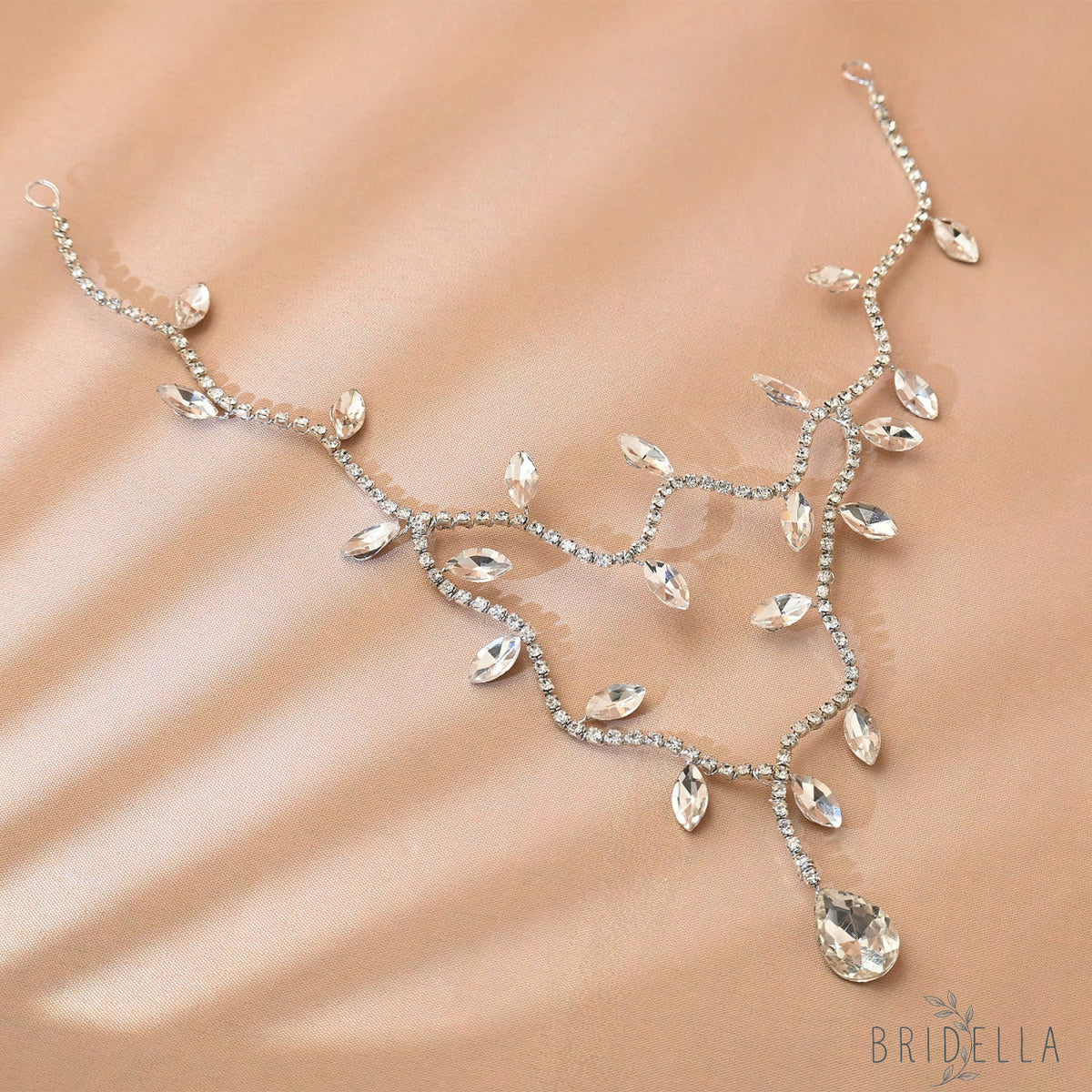 Silver Rhinestone Bridal Head Chain Headband - Bridella BHP495-S - Silvery - HEADWEAR