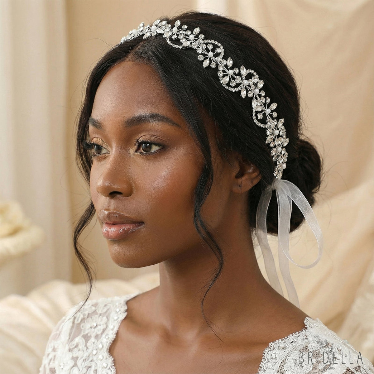 Silver Rhinestone Bridal Headband Bridella BHP266-S - Silvery - HEADWEAR