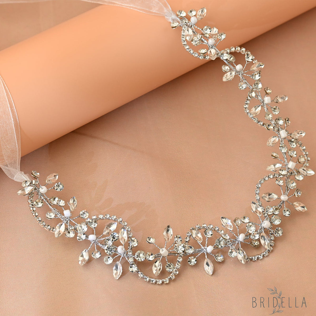 Silver Rhinestone Bridal Headband Bridella BHP266-S - Silvery - HEADWEAR