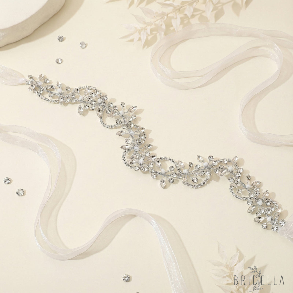 Silver Rhinestone Bridal Headband Bridella BHP266-S - Silvery - HEADWEAR
