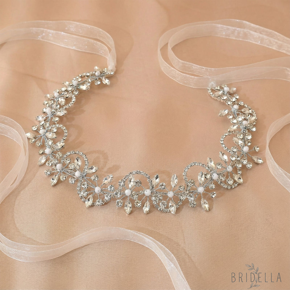 Silver Rhinestone Bridal Headband Bridella BHP266-S - Silvery - HEADWEAR
